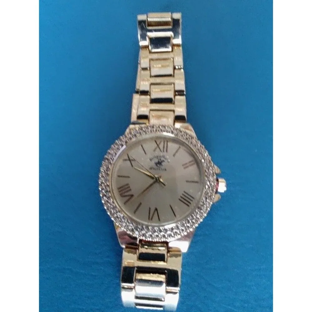 New without box Women's Beverly Hills Polo Club Gold Tone Watch with Crystals
